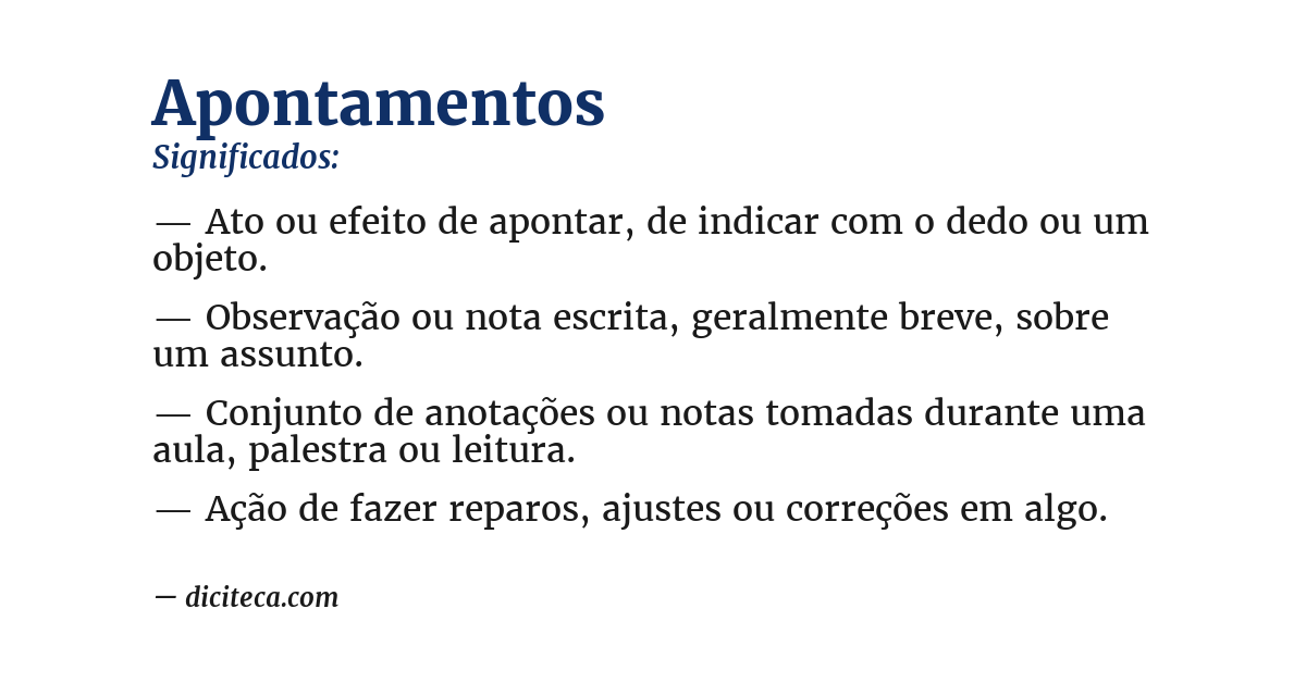 Significado de apontamentos