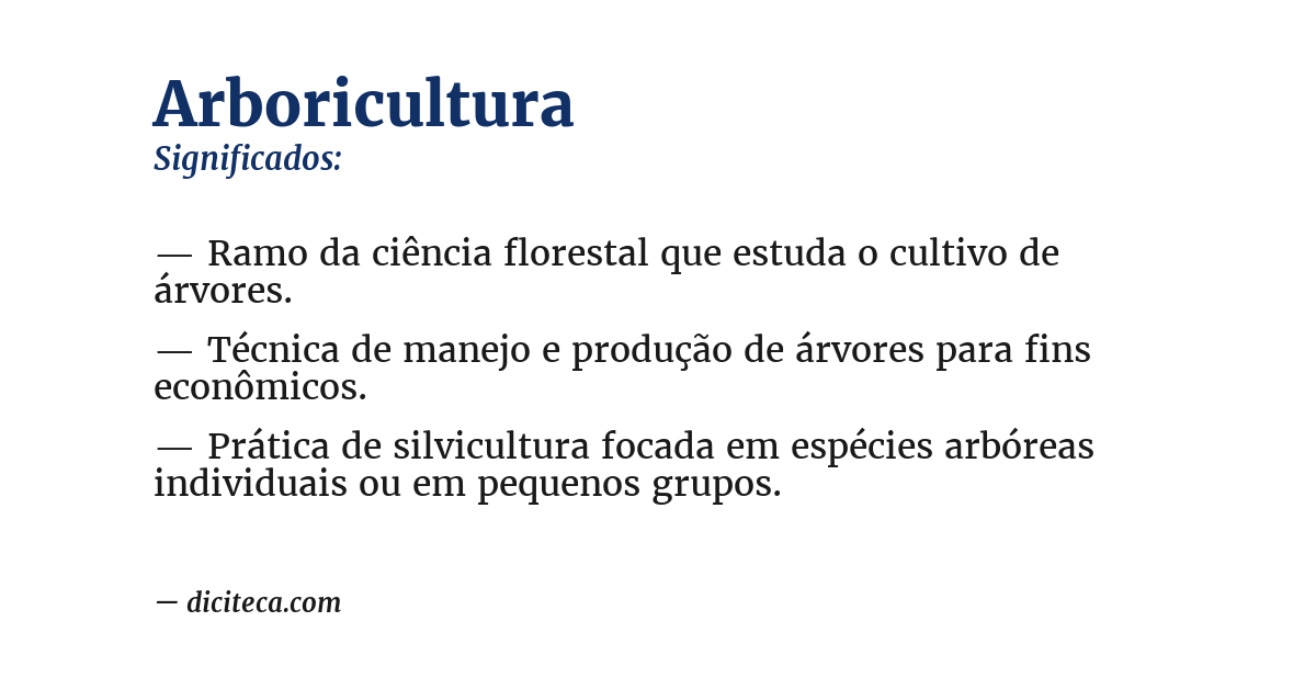 Significado de arboricultura