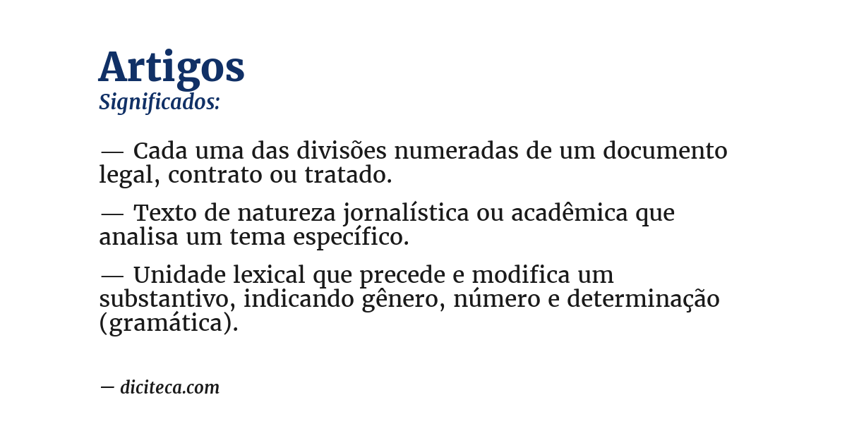 Significado de artigos