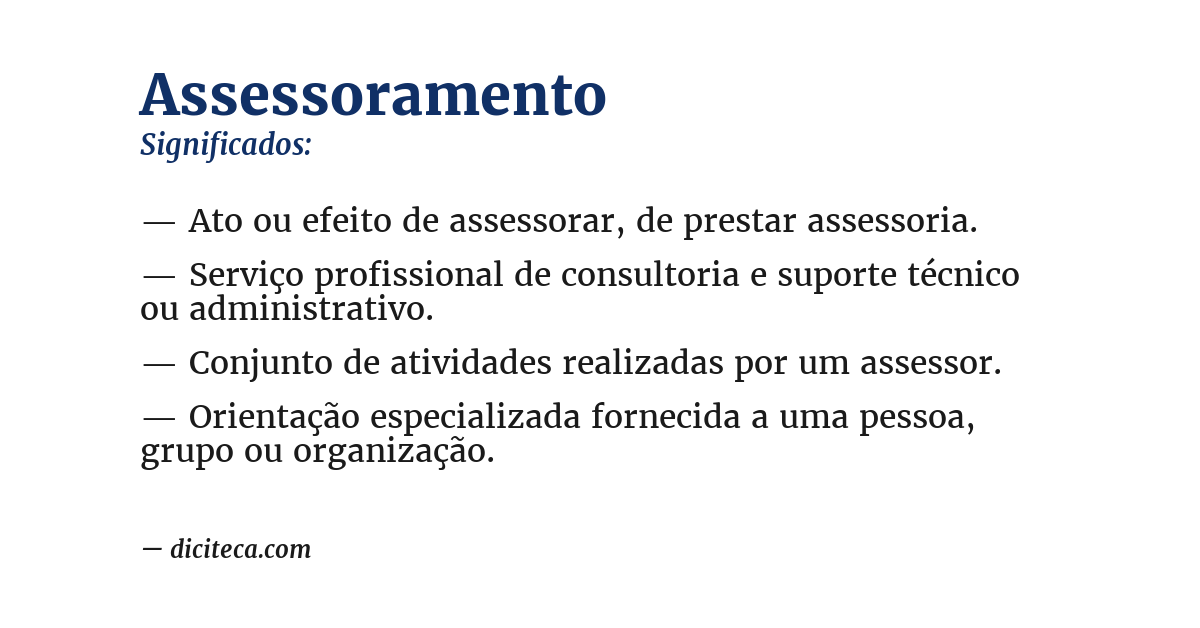 Significado de assessoramento