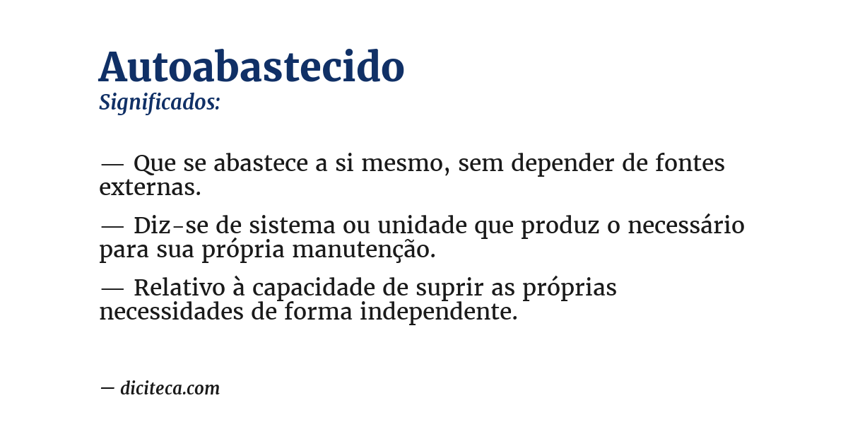 Significado de autoabastecido