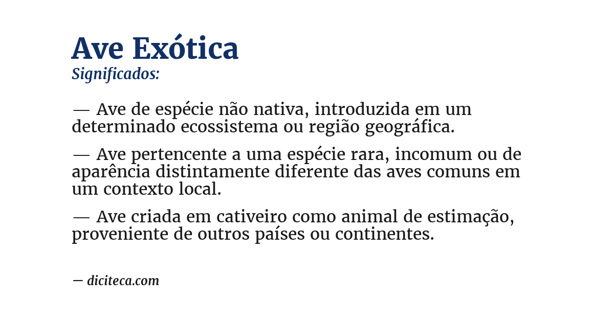 Significado de ave exótica