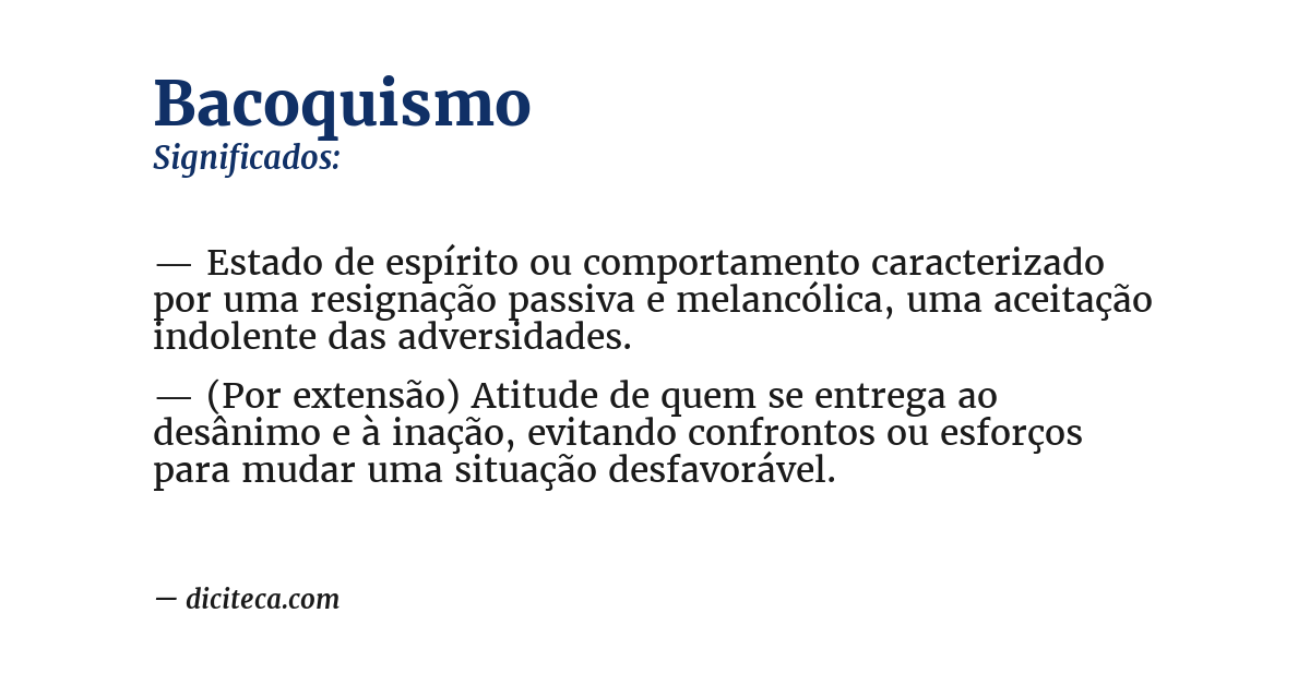 Significado de bacoquismo