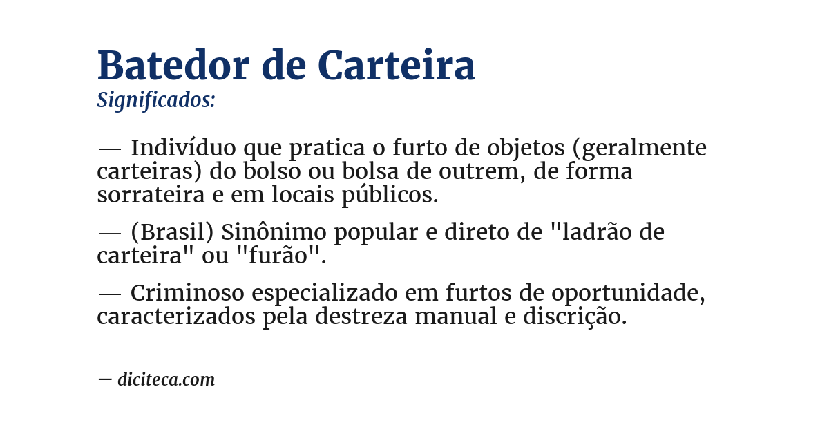 Significado de batedor de carteira