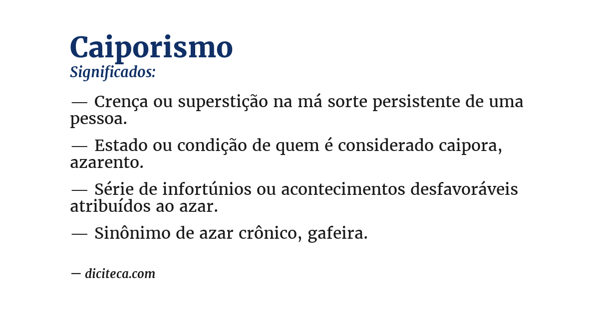 Significado de caiporismo