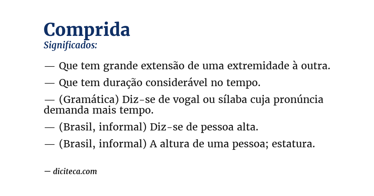 Significado de comprida