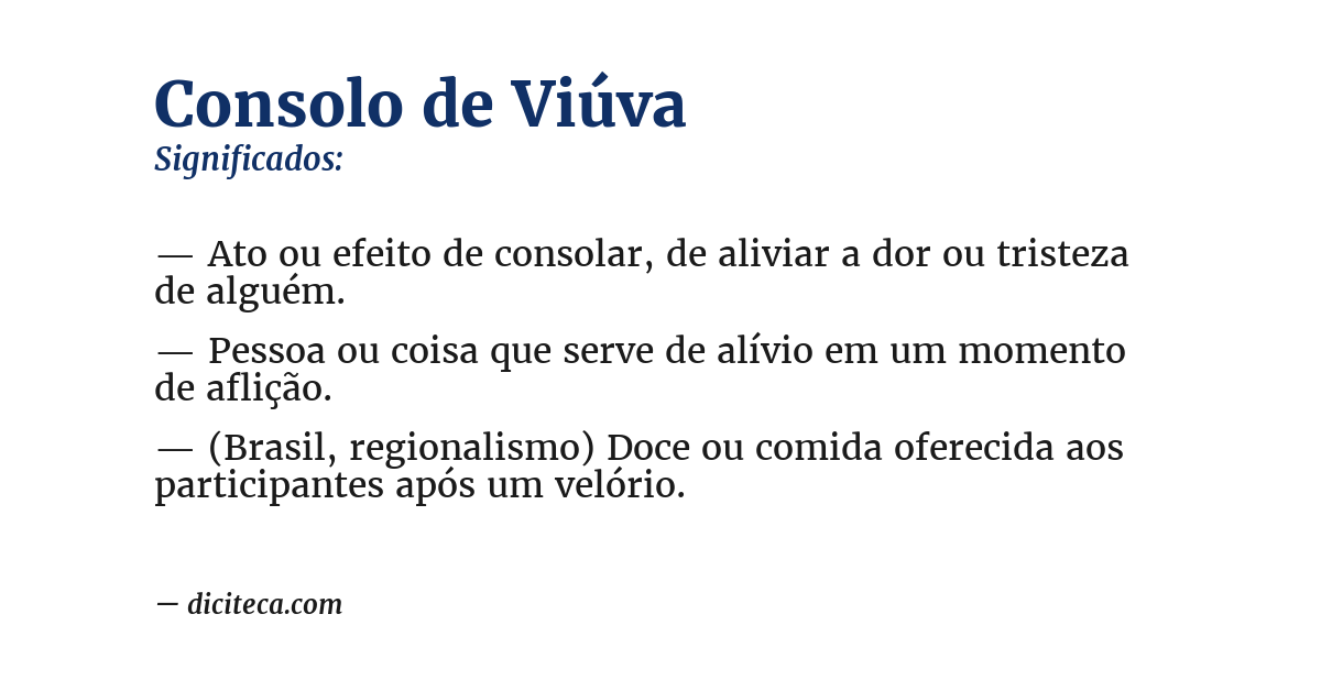 Significado de consolo de viúva