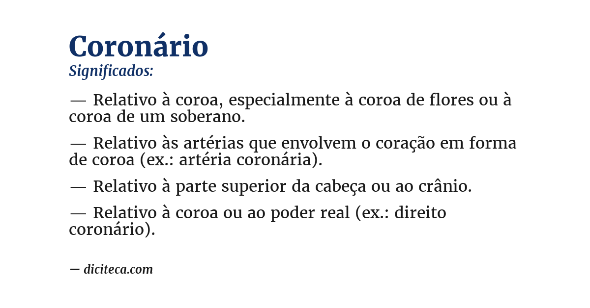 Significado de coronário