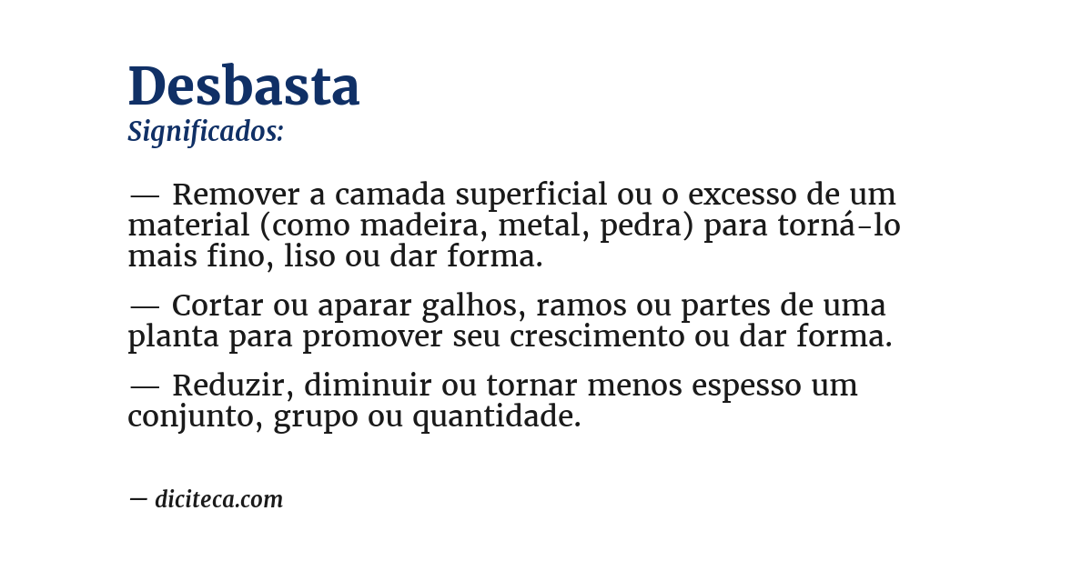 Significado de desbasta