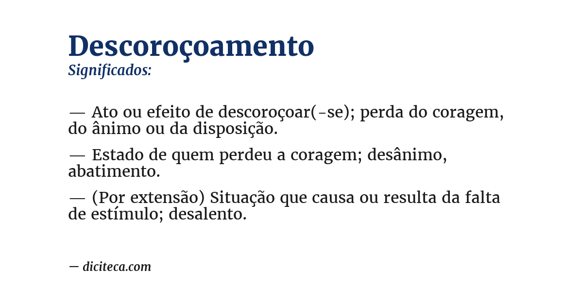 Significado de descoroçoamento