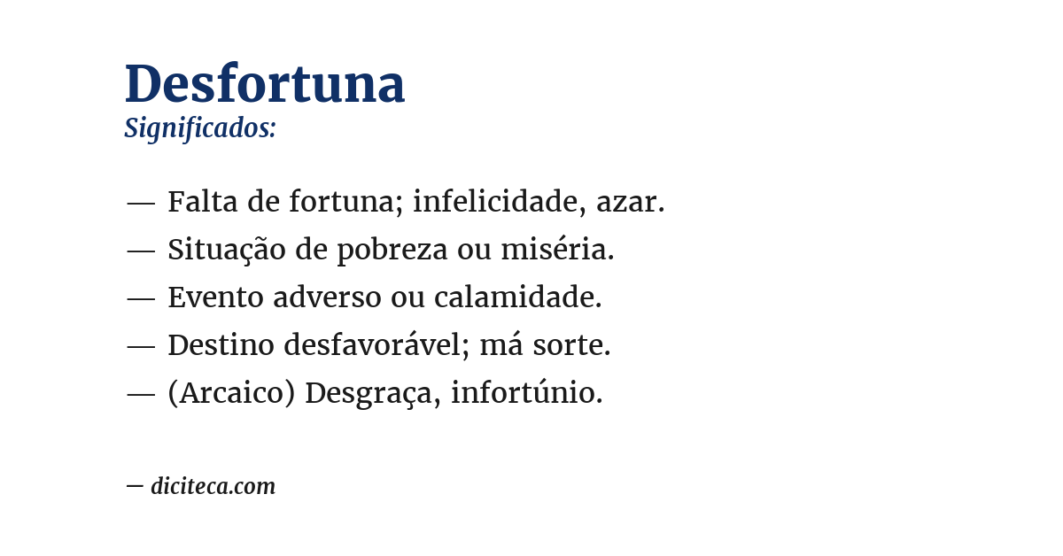 Significado de desfortuna
