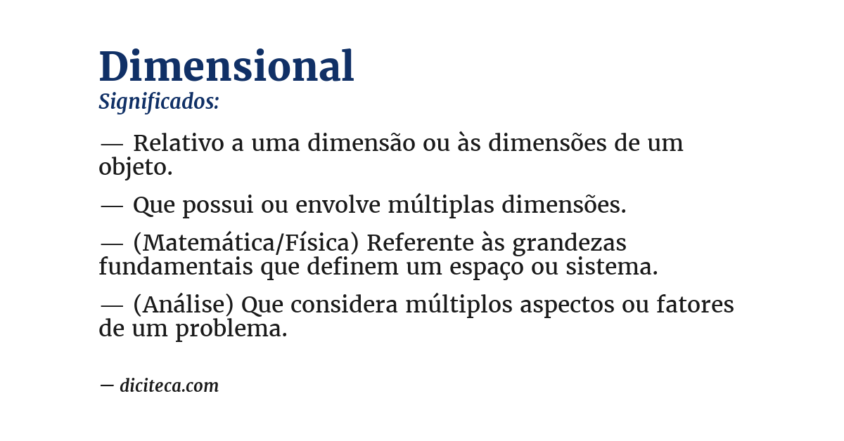Significado de dimensional