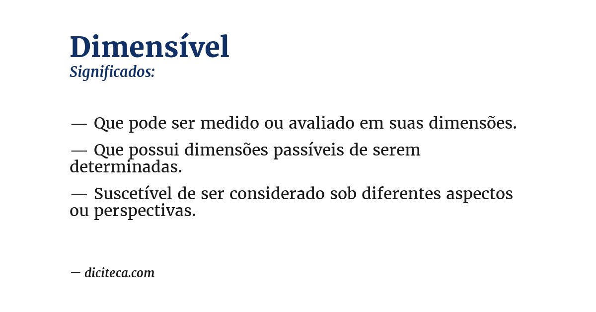 Significado de dimensível