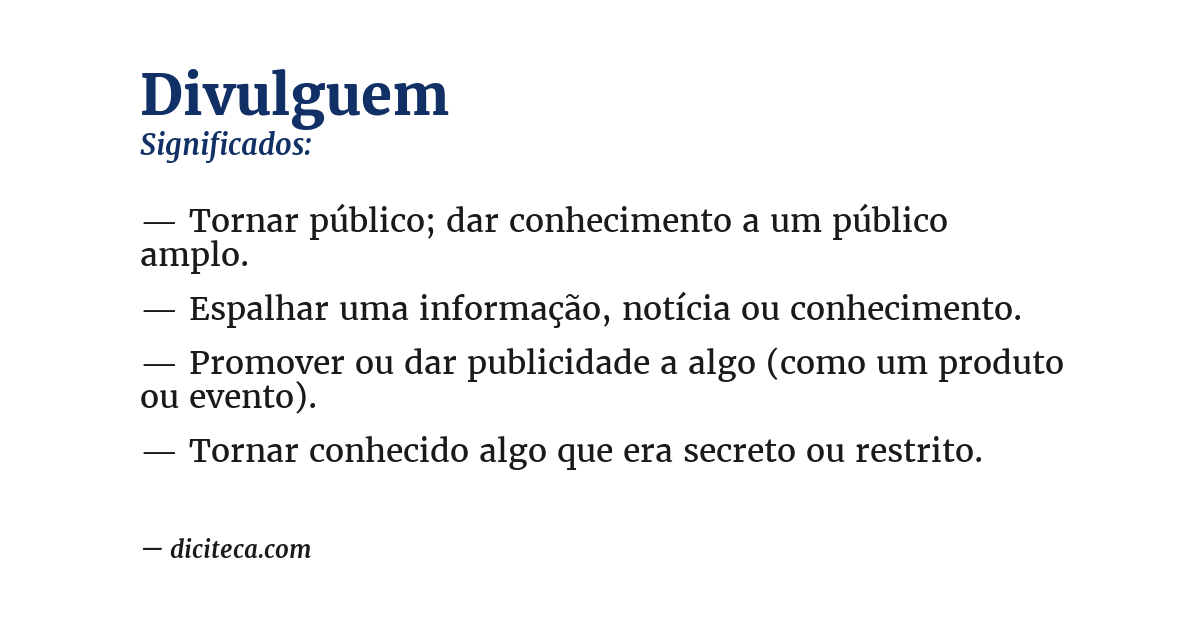 Significado de divulguem