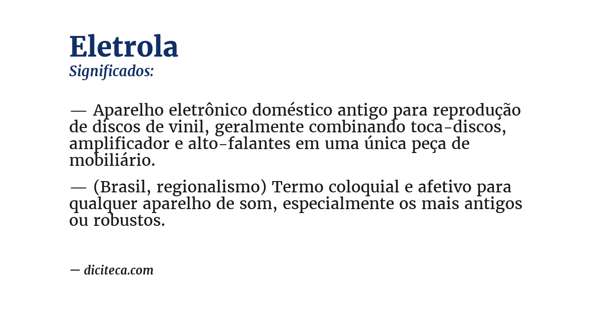 Significado de eletrola