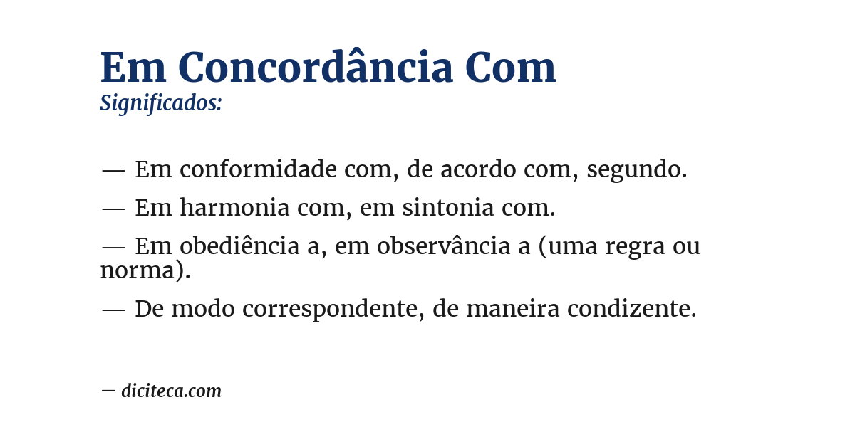 Significado de em concordância com