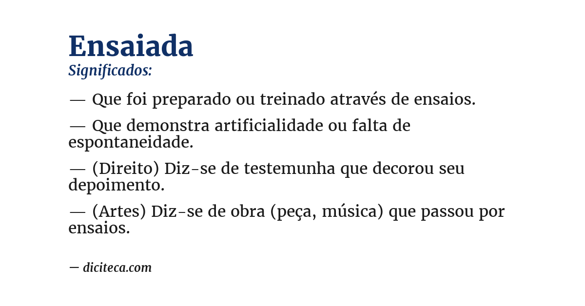 Significado de ensaiada