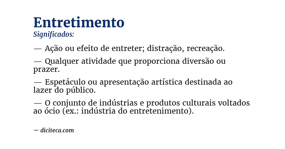 Significado de entretimento