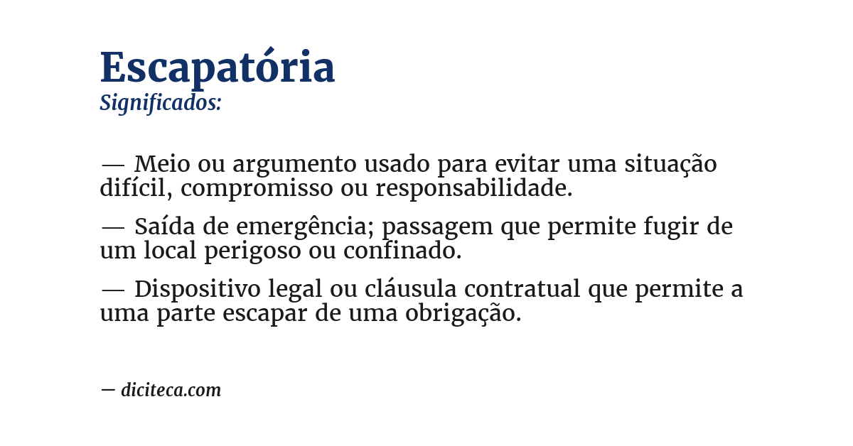 Significado de escapatória