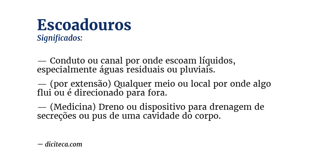 Significado de escoadouros