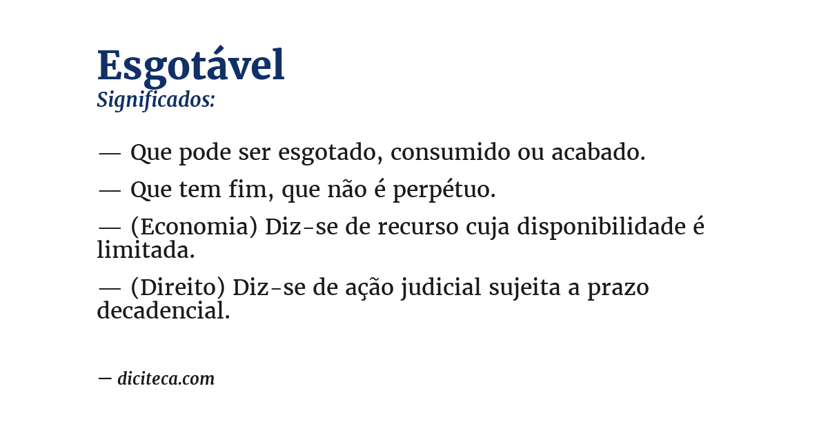 Significado de esgotável