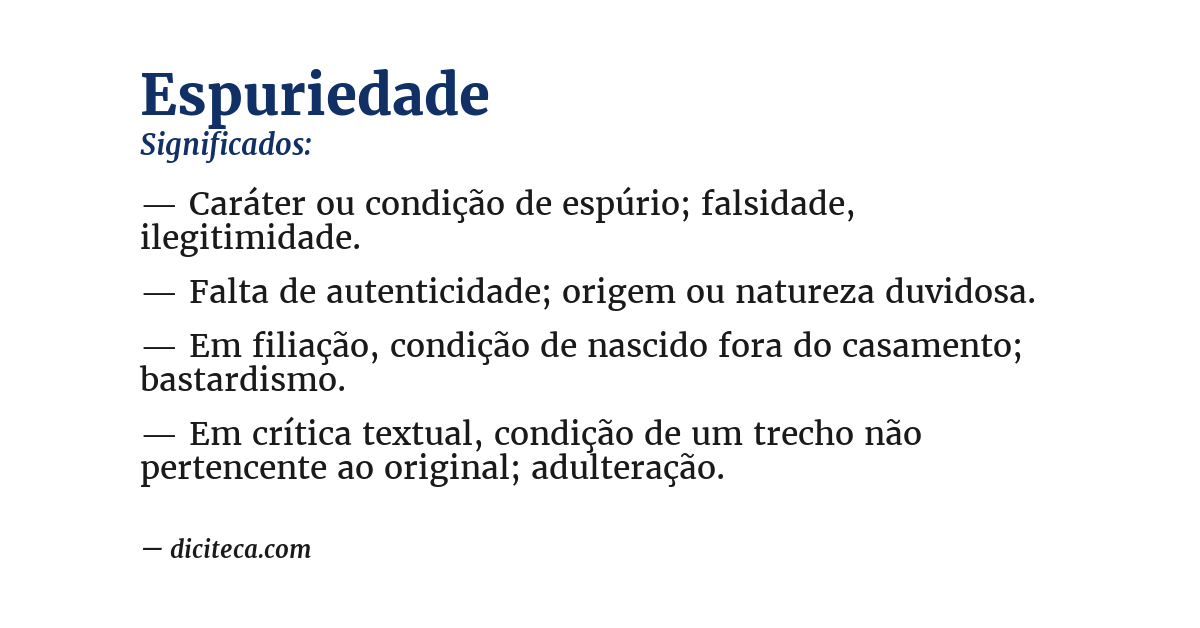 Significado de espuriedade