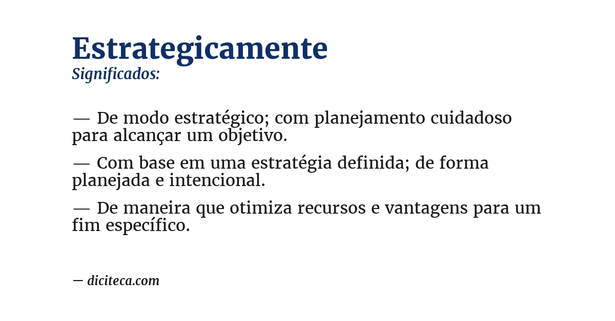 Significado de estrategicamente