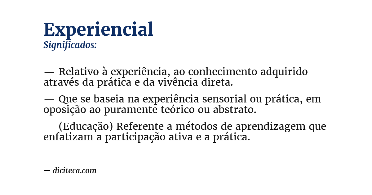 Significado de experiencial