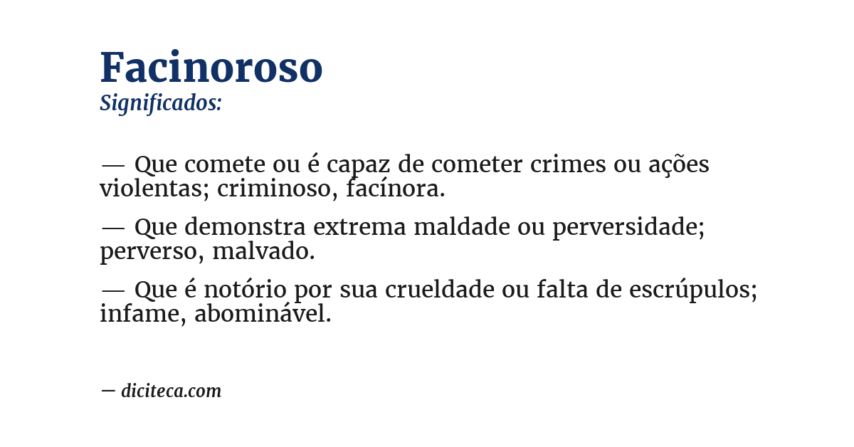 Significado de facinoroso