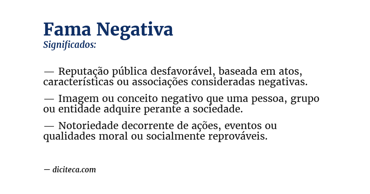 Significado de fama negativa