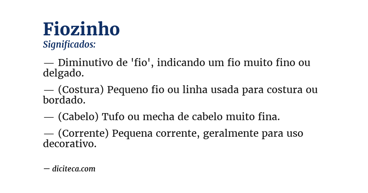 Significado de fiozinho