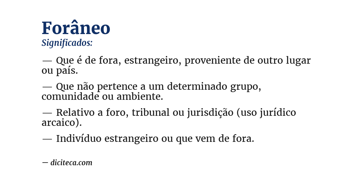 Significado de forâneo