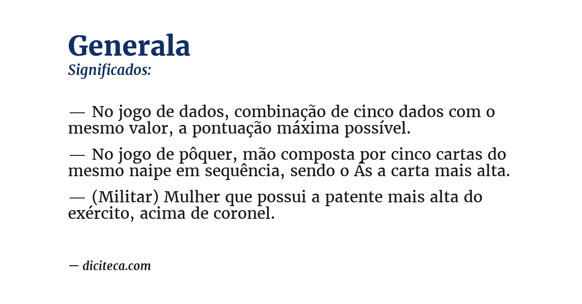 Significado de generala