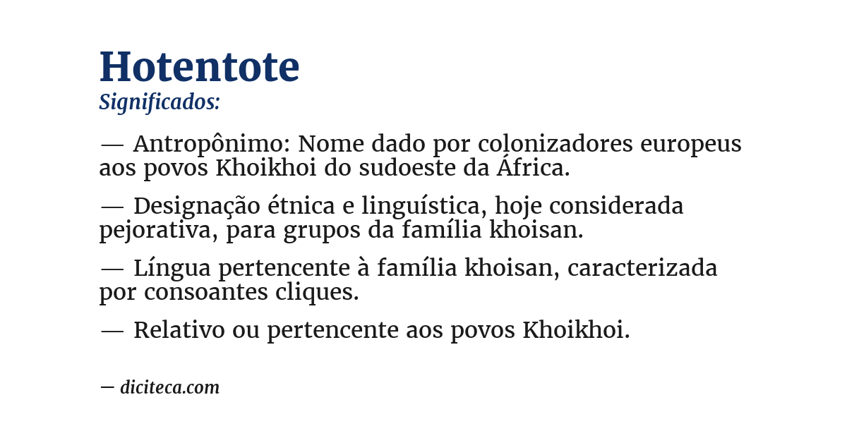 Significado de hotentote