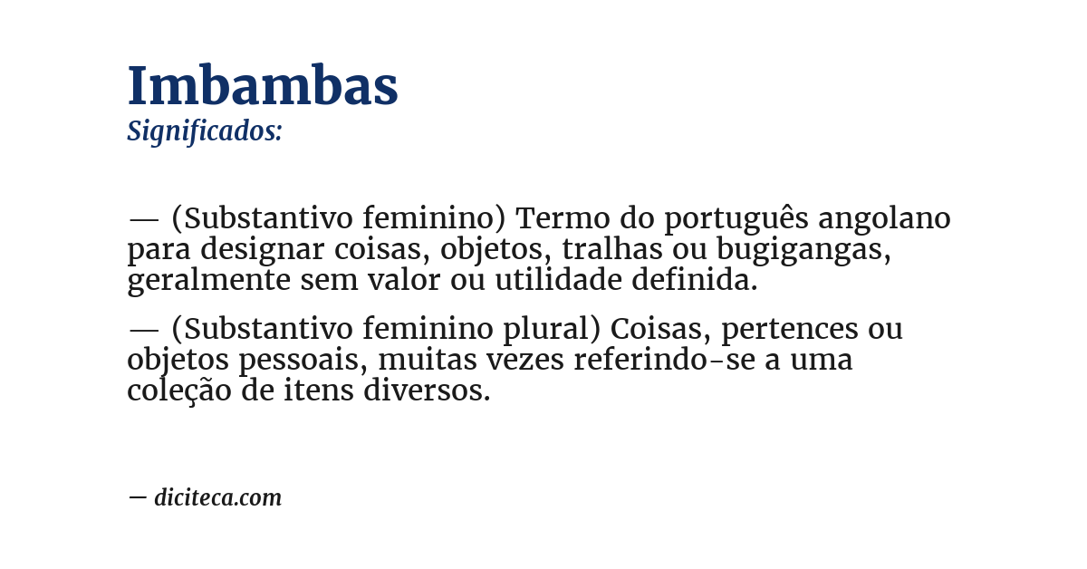Significado de imbambas