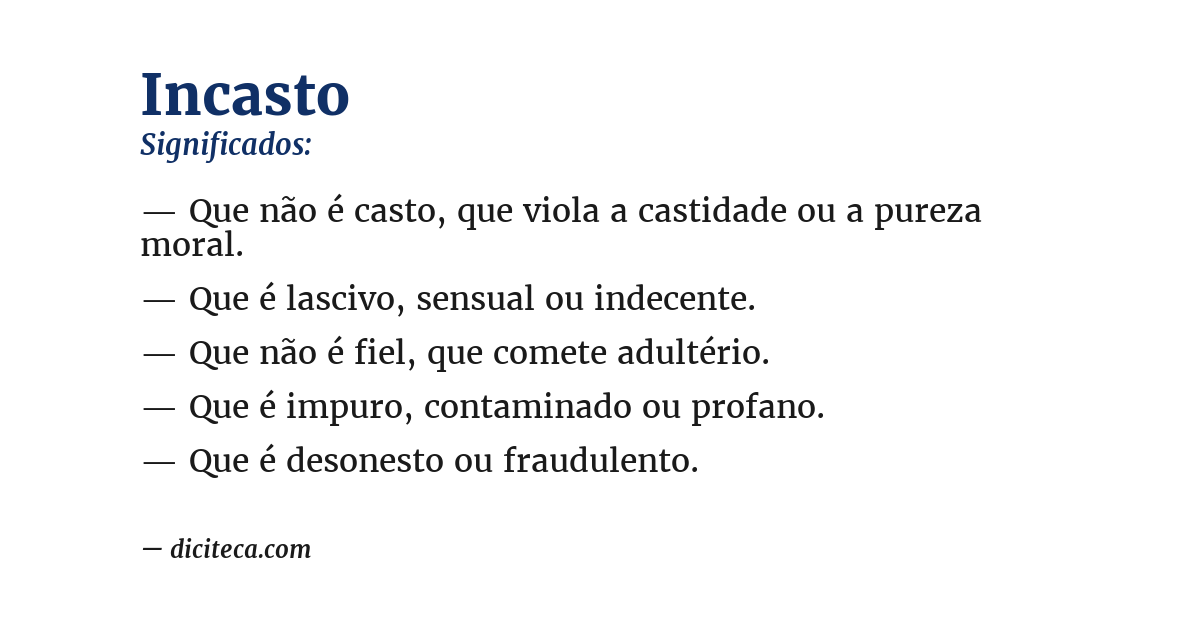 Significado de incasto
