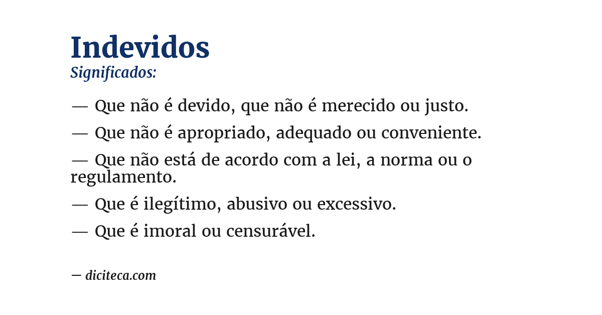 Significado de indevidos