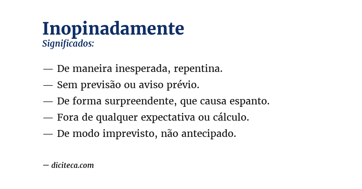 Significado de inopinadamente