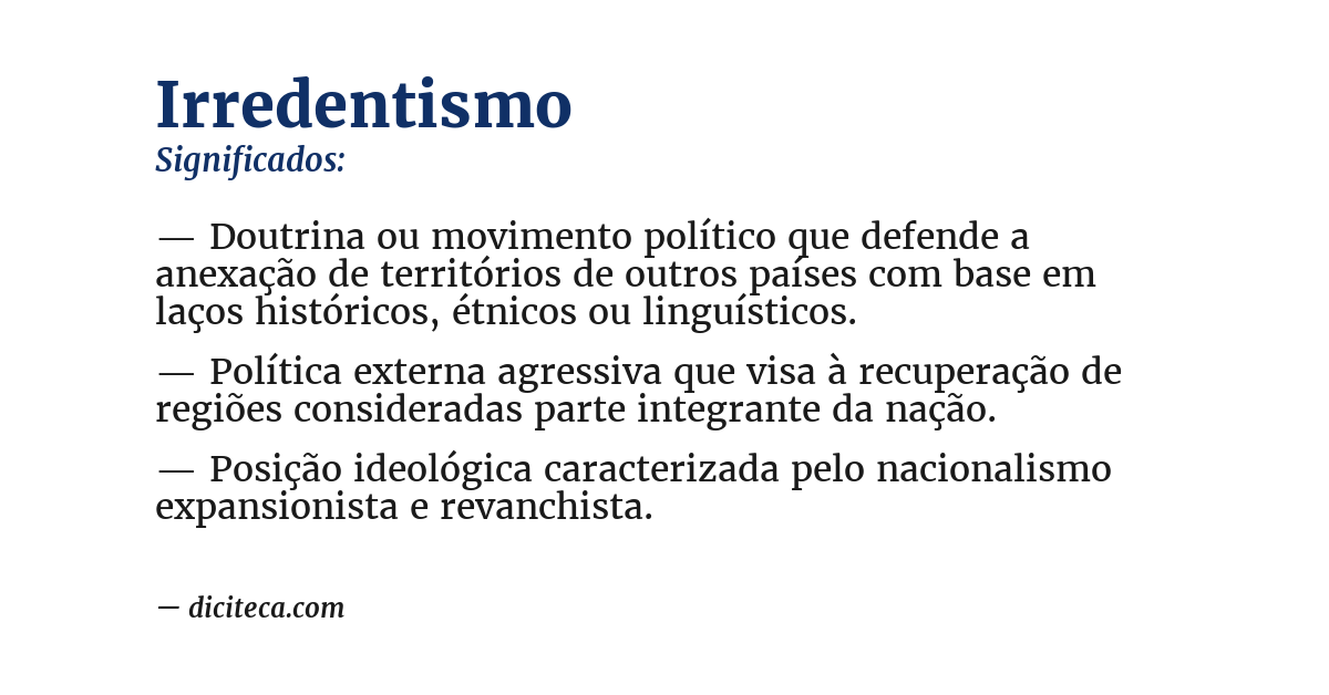 Significado de irredentismo