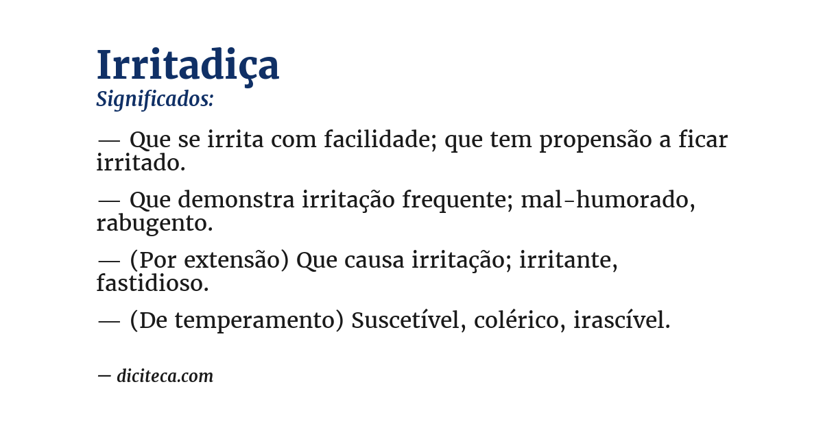 Significado de irritadiça