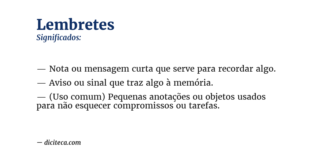 Significado de lembretes