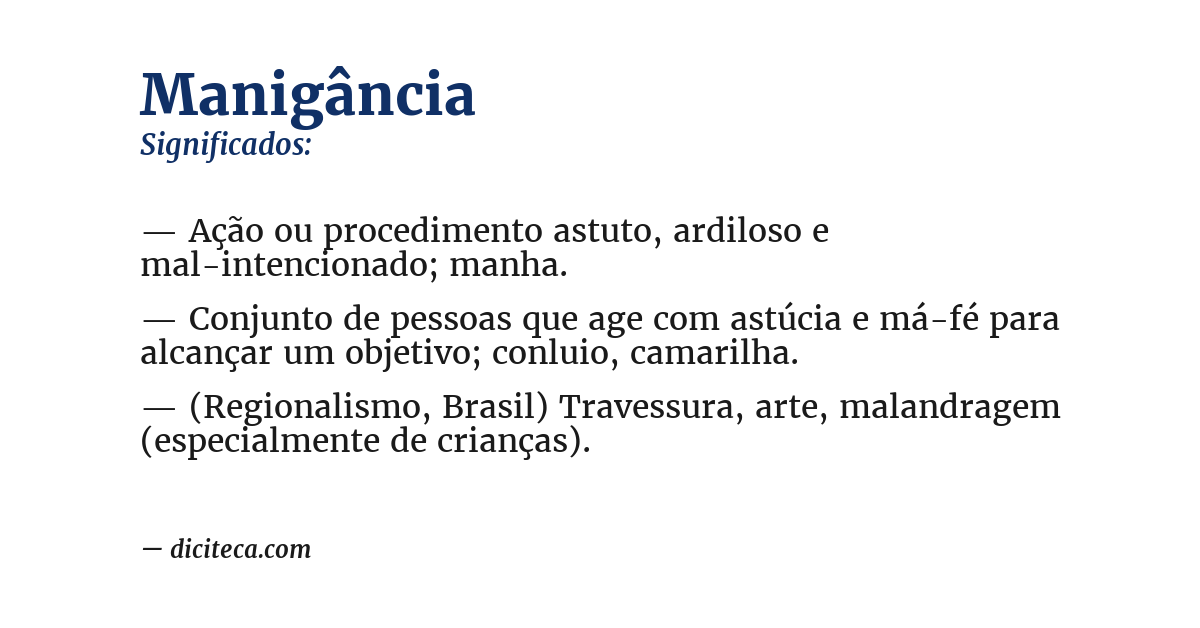 Significado de manigância