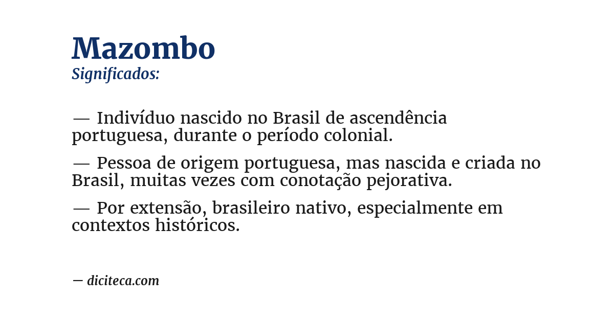 Significado de mazombo