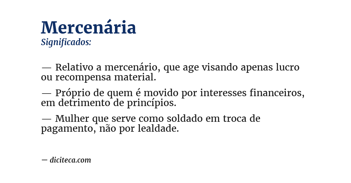 Significado de mercenária
