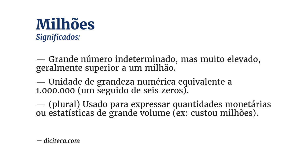 Significado de milhões