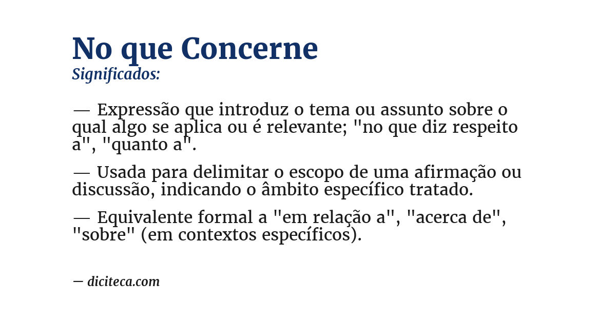 Significado de no que concerne