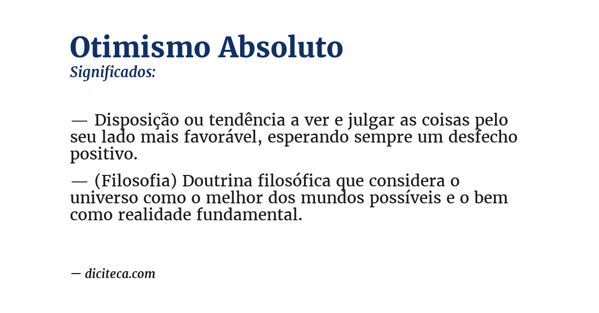 Significado de otimismo absoluto