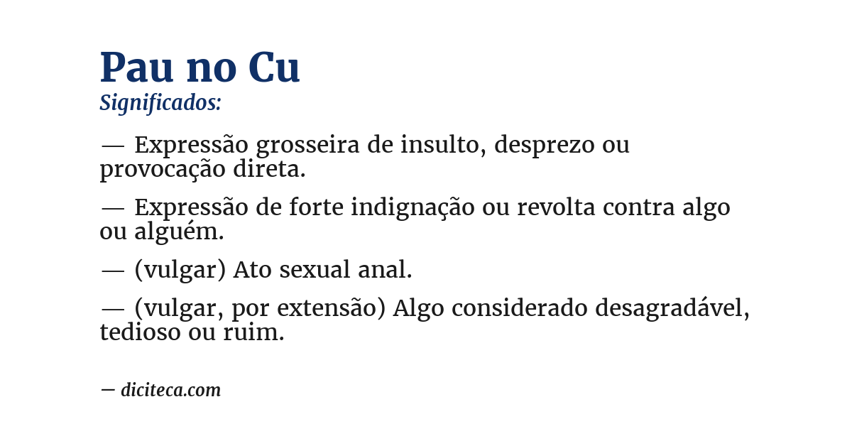 Significado de pau no cu
