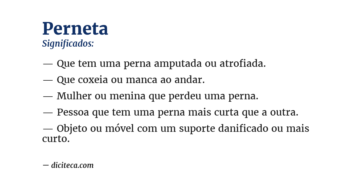 Significado de perneta