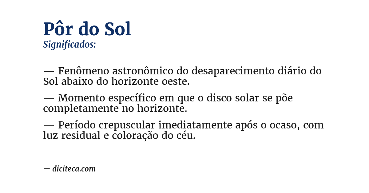 Significado de pôr do sol